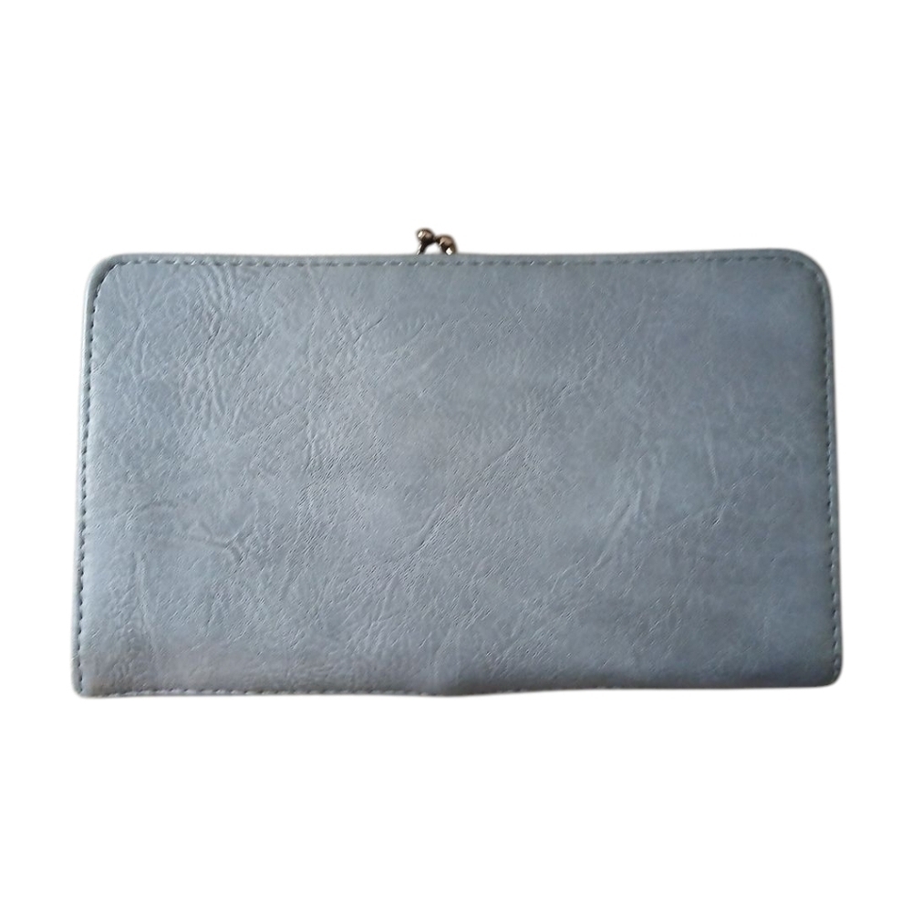 Blue and Tan Leather Clutch Wallet - Picture 3 of 9